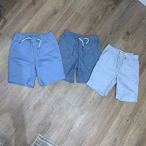 Gap boys XXL size 14-16 shorts. Navy blue, medium “linen” blue, pint stripe.